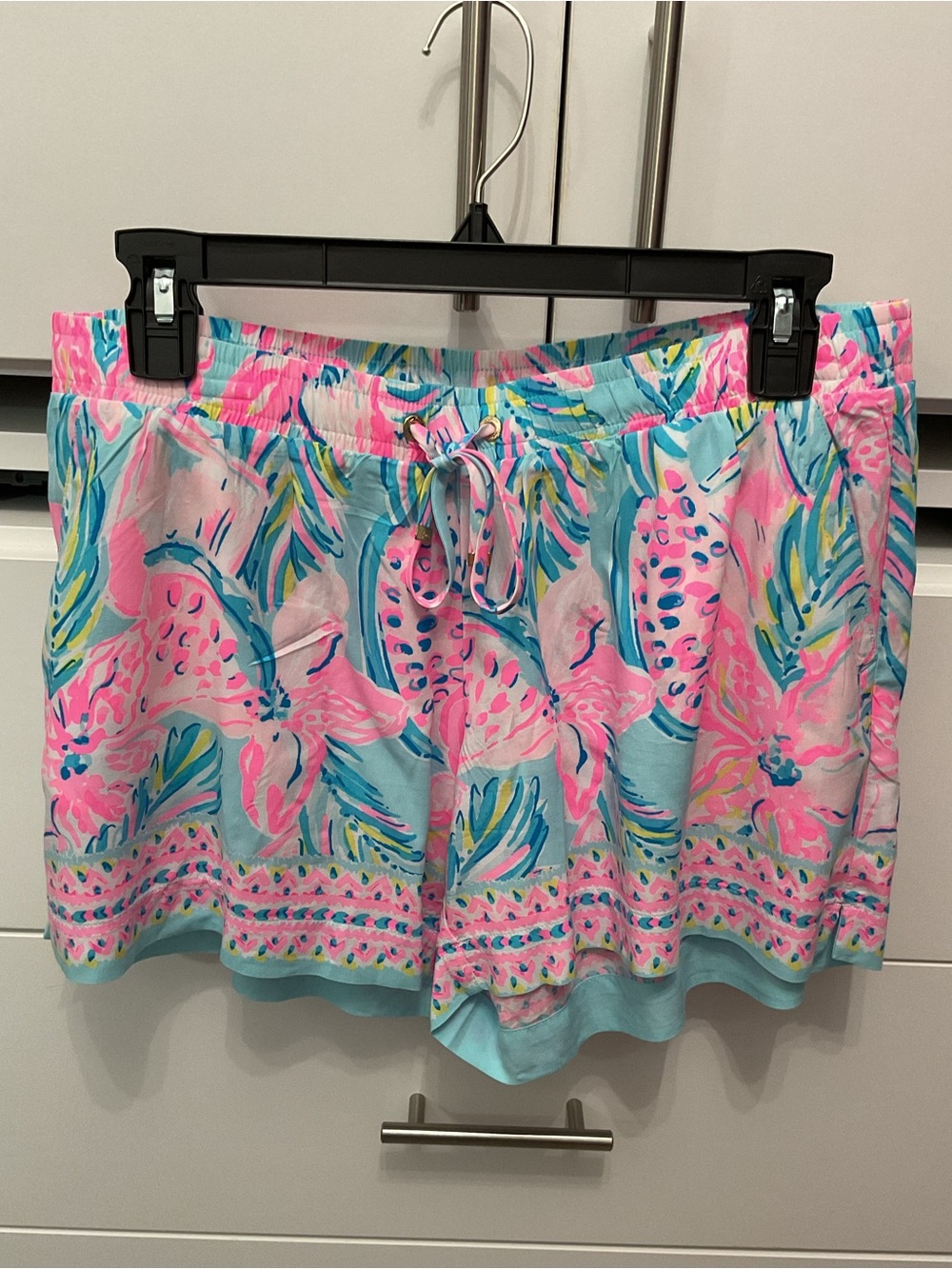Lilly Pulitzer Pink & Aqua Tropical Floral Beach Shorts